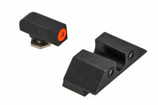 Night Fision Perfect Dot Night Sight Set with U-notch, Orange front and Black rear ring for standard Glock handguns.